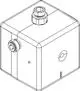 Syr HygBox Connect mit zwei Anschlüssen, einer oben und einer seitlich. Das Gehäuse hat eine quadratische Form und ist klar strukturiert.